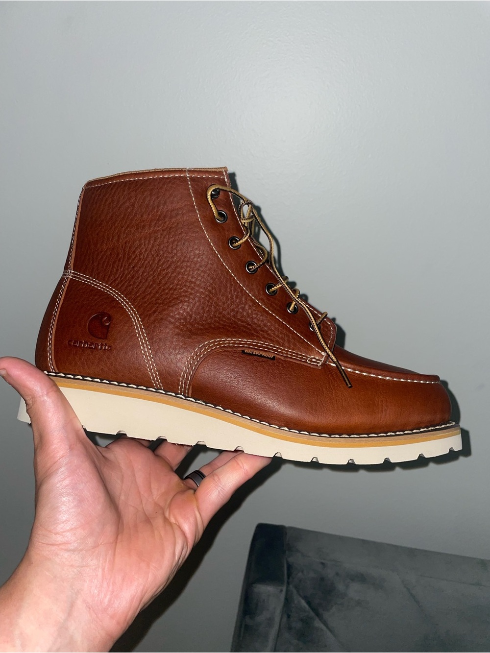 Carhartt Men's Brown Leather Chukka Moc Boot with Cream Sole
